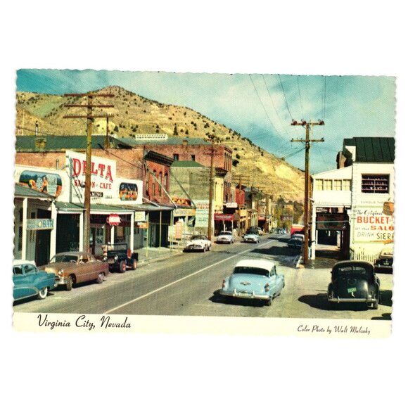 Virginia City Nevada Vintage Postcard Delta Saloon Historic Streetscape Mulcahy - Picture 1 of 2
